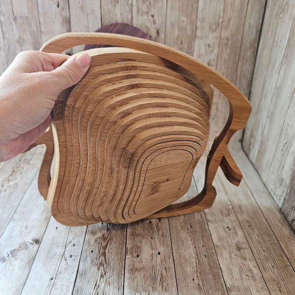 Bonnie & Pop Apple Shape Bamboo Basket Brown - Picture 4 of 8